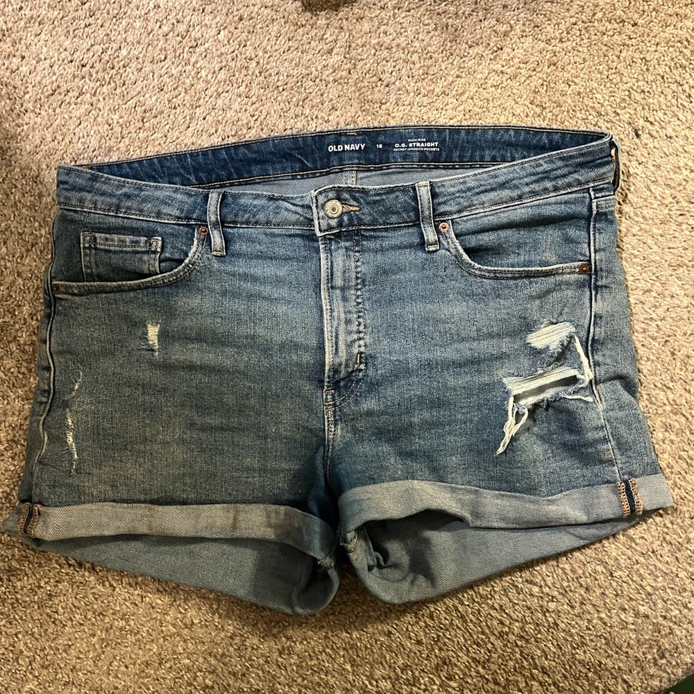 Old Navy Blue Jean Shorts Distressed Cuffed Casual